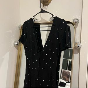 Open Back Polkadot Jumpsuit 📓 | Black & White | Size S